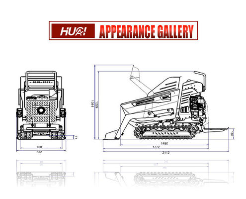270L emmercapaciteit Hydraulisch betonnen zelfbelasting getraceerd rubber track Crawler Mini dumper