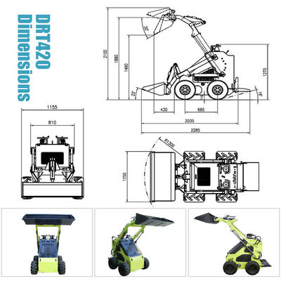 150 kg emmercapaciteit Mini-skidloader voor huishoudelijke frontloaders
