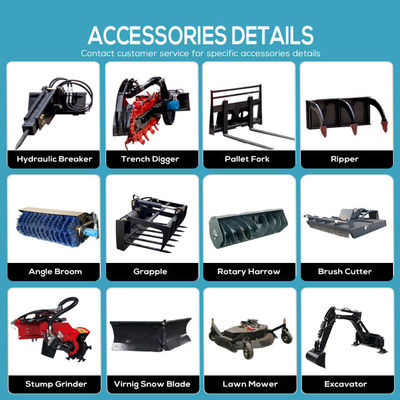 Wielladder Chinese multifunctionele bevestigingen Compact Mini Skid Steer Loader Met CE