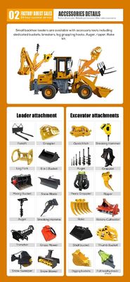 Compacte 4x4 Chinese mini bagger met BOXINHUASHENG hydraulische pomp