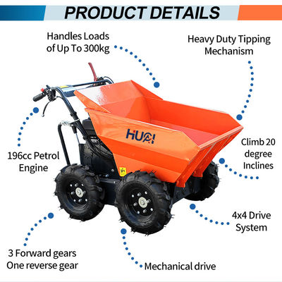 KYB Hydraulische klep 350 kg Nutteload benzine motor 4 wielen mini dumper/wiel dumper mini