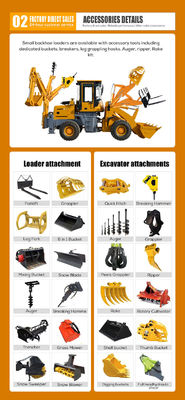 HQ-WZ-15-26 Backhoe Loader Multifunctionele Backhoe Excavator Met 500mm Wiel Afstand