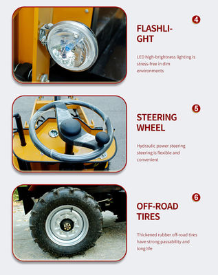 CE EPA Backhoe Battery 4 Wheel Drive Kleine elektrische laadmachines met elektrische start