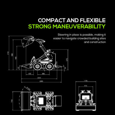 EPA-goedgekeurde mini-skid steer loader voor bouwwerkzaamheden MOOG Hydraulische cilinder