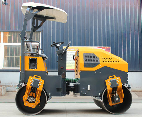 Huade Hydraulische Pomp HQ-YL1200 3 ton Dubbel Drum Vibratory Mini Road Roller Compactor
